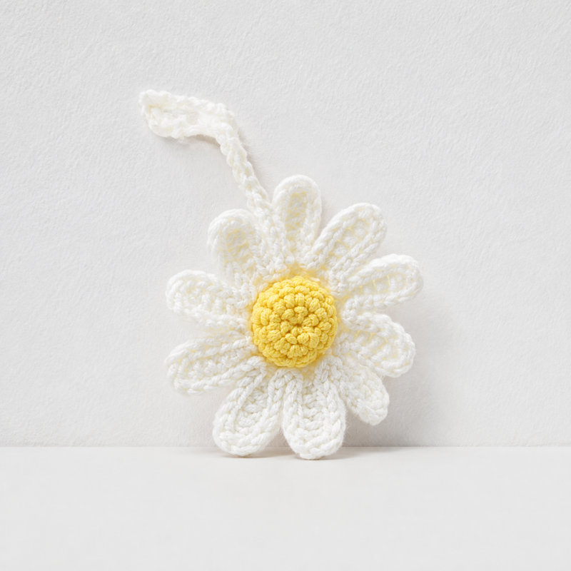 CouldNook Yarn Daisy Bag Charm - Long Loop Attachment