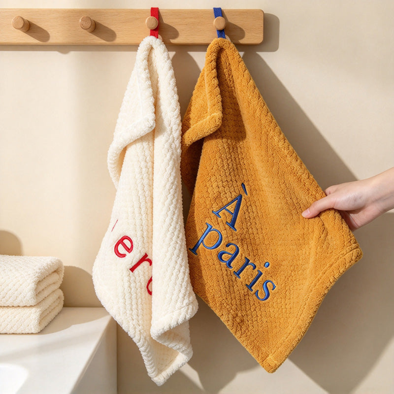 CouldNook Embroidered Letter Hand Towel - Textured Surface And Hanging Loop