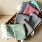 CouldNook Fringed Cotton Tea Towel - Herringbone Weave and Colors