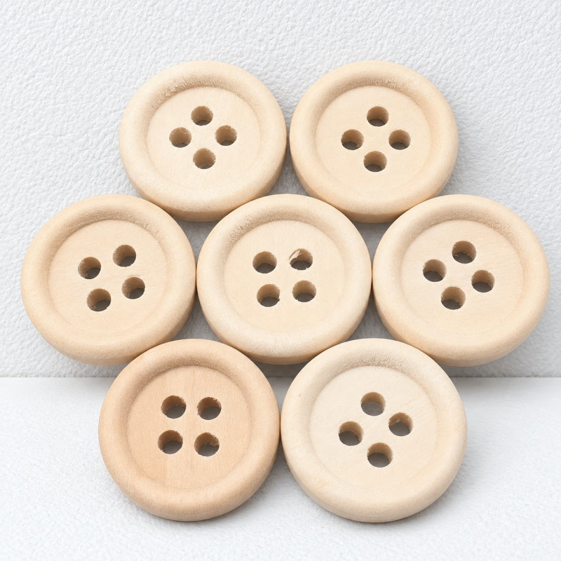 CouldNook Round Wood Buttons - Plain and Lettered Sewing Designs
