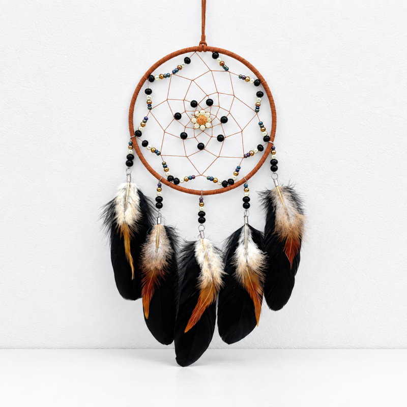 CouldNook Feather Dreamcatcher - Beaded Web And Hanging Feather Strands
