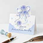CouldNook Blue Rose Greeting Card - Moon Butterfly Designs