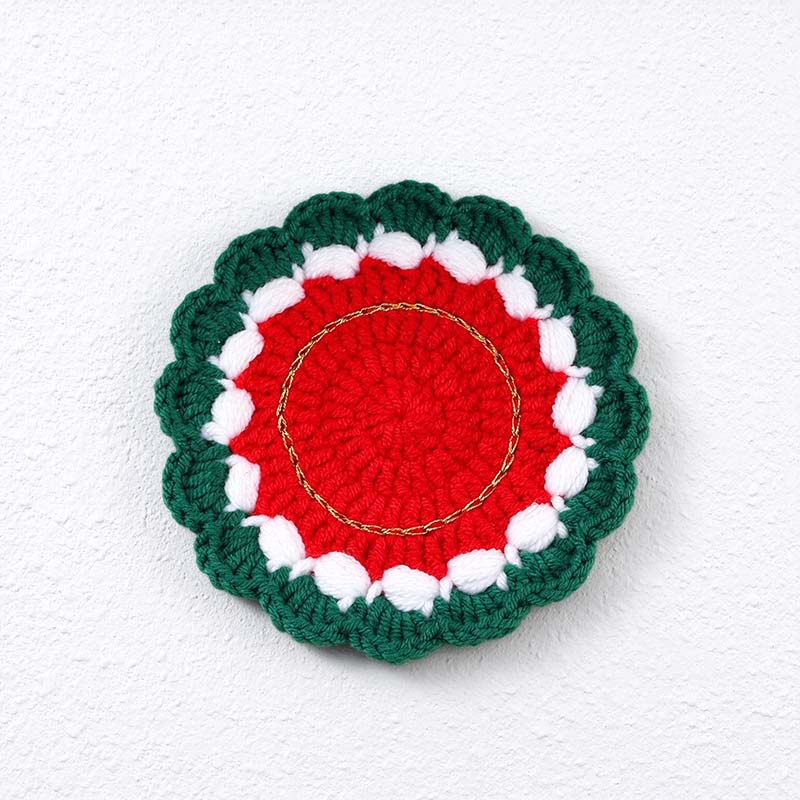 Christmas Crochet Coaster with Festive Motif Options