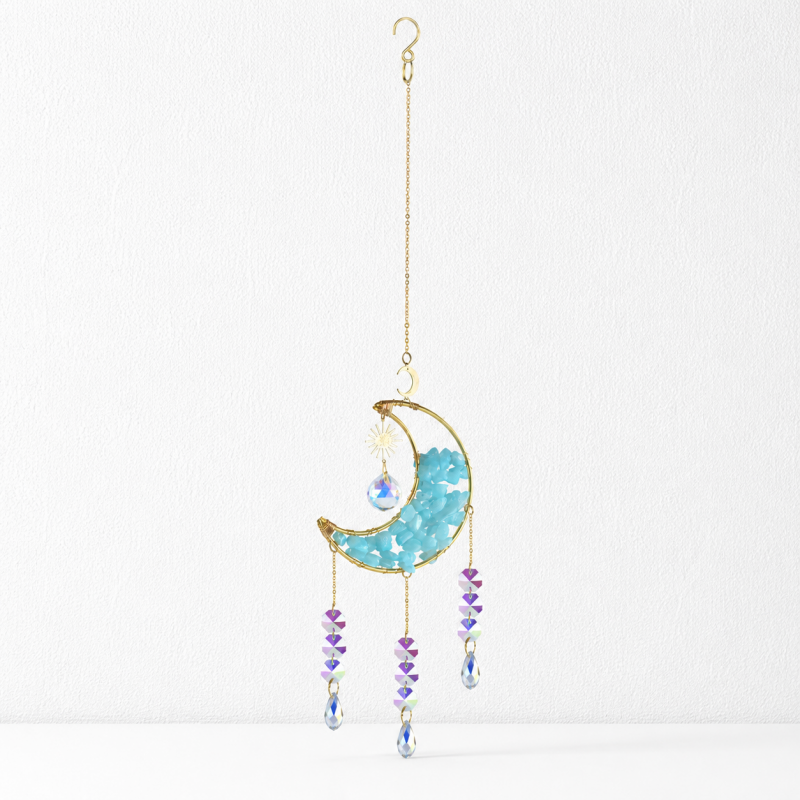 CouldNook Gemstone Moon Suncatcher Ornament - Cascading Star Drops