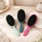 Boar Bristle Cushion Hairbrush with Oval Paddle Head