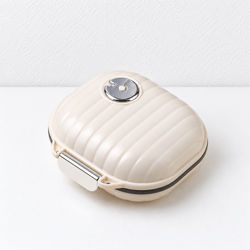 CouldNook Ribbed Pill Box - Rounded Case and Clear Inner Covers