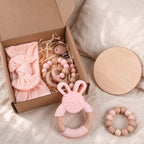 CouldNook Baby Teether Gift Set - Rabbit Ring and Bow Headband