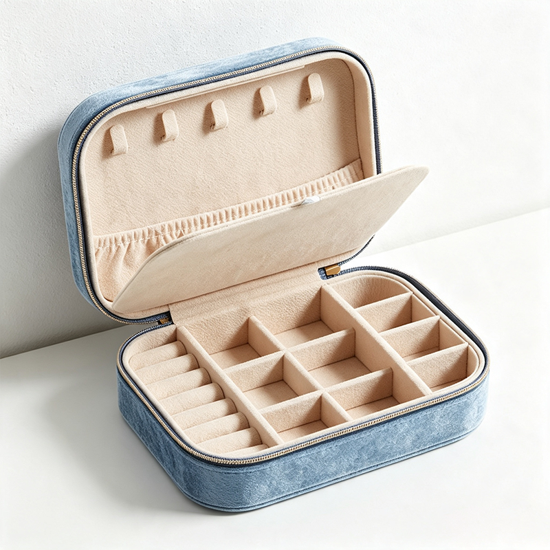 CouldNook Square Divided Travel Jewelry Case - Warm Routine Accent
