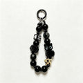 CloudNook Beaded Phone Wrist Strap-Black Plush Cat Charms