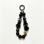 CloudNook Beaded Phone Wrist Strap-Black Plush Cat Charms