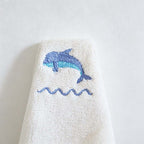 CouldNook Embroidered Cotton Towel - Illustrated Motifs And Contrast Edges