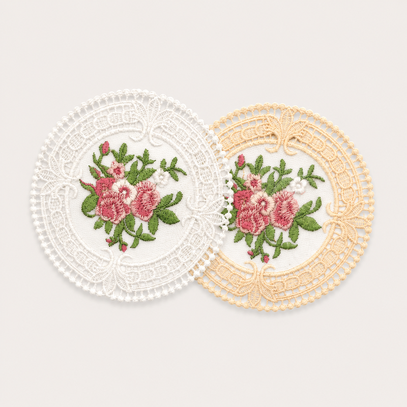 CouldNook Embroidered Floral Lace Coaster - Soft Dining Accent