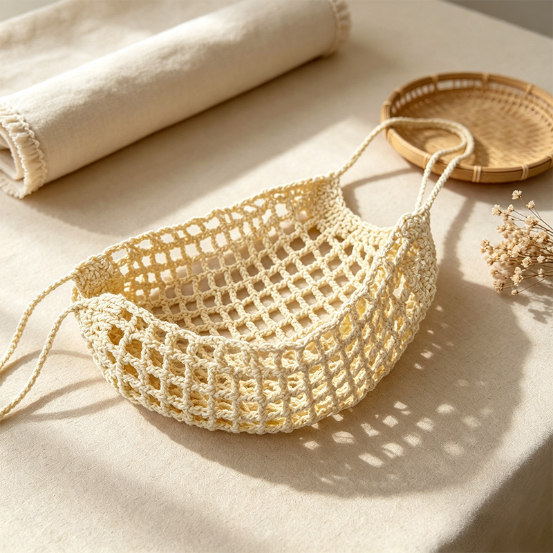 CouldNook Macrame Fruit Hammock Organizer Bag - Gentle Storage Detail