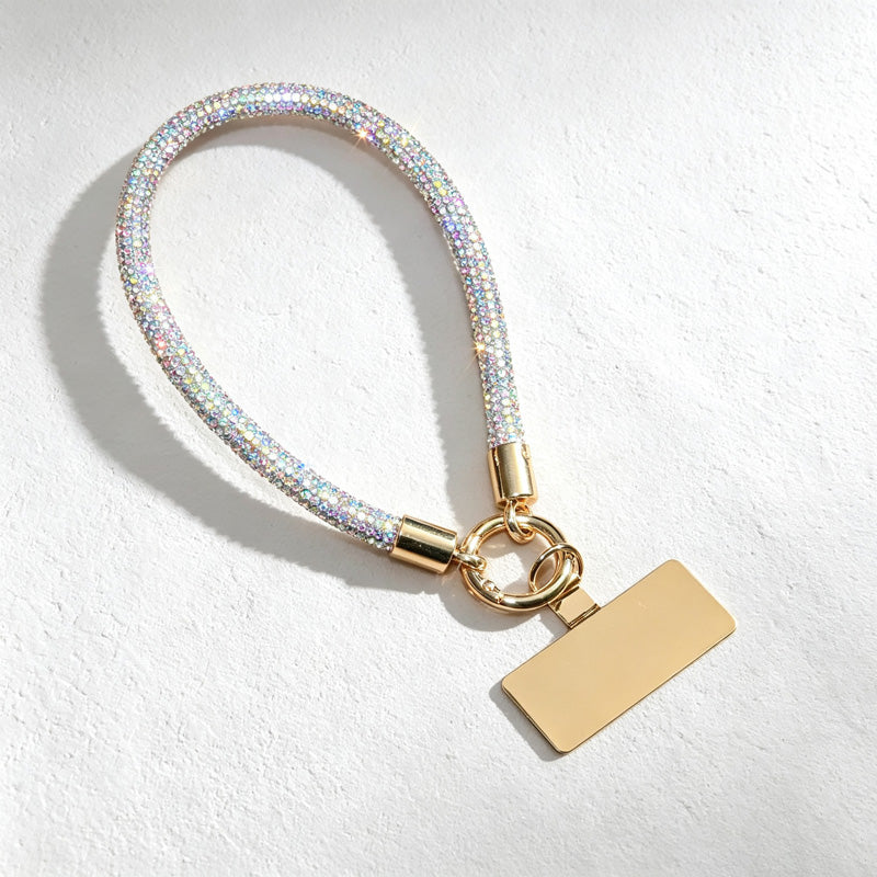 CouldNook Rhinestones Set Wrist Phone Strap with Square RhinestonesAccents