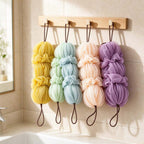 CouldNook Mesh Bath Scrubber - Three Gathered Sections And End Loops