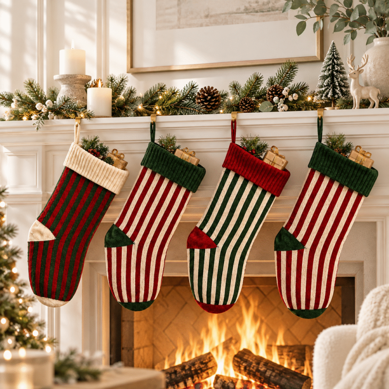 CouldNook Striped Knit Christmas Stocking - Contrasting Cuff