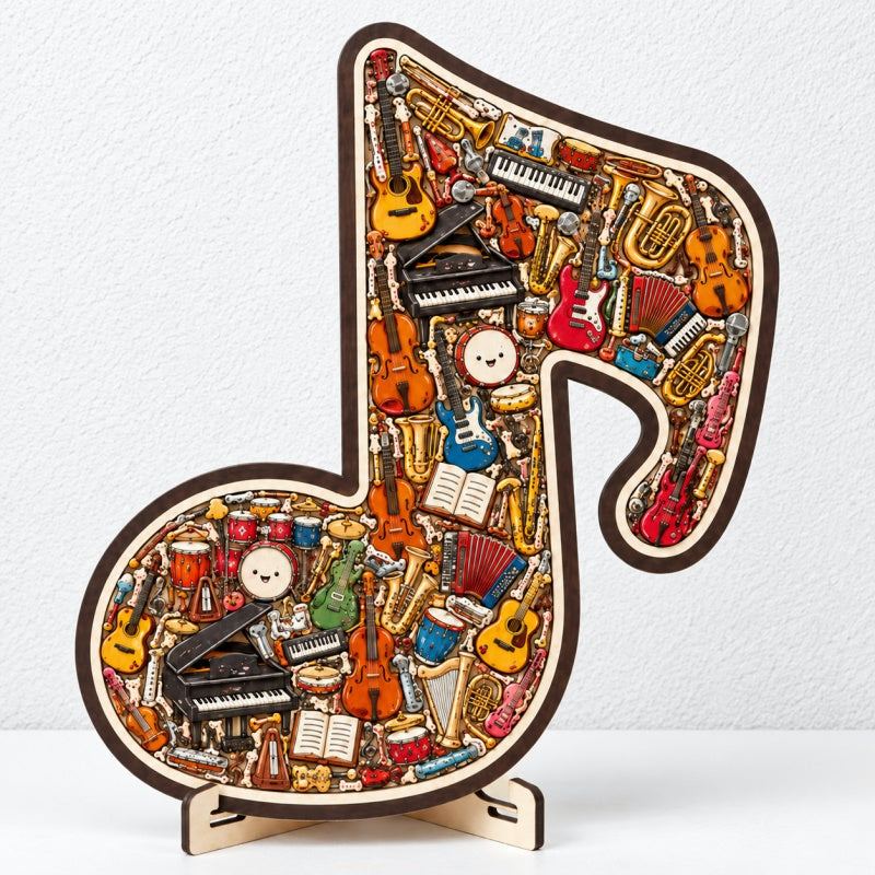 CouldNook Musical Note Wood Jigsaw Puzzle - Instrument Illustration Design
