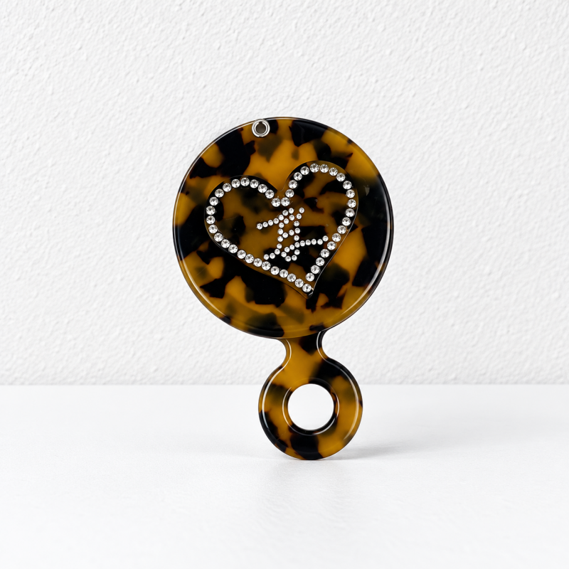 CouldNook Heart-Accent Grooming Accessory - Faceted Detail And Patterned Acetate Body