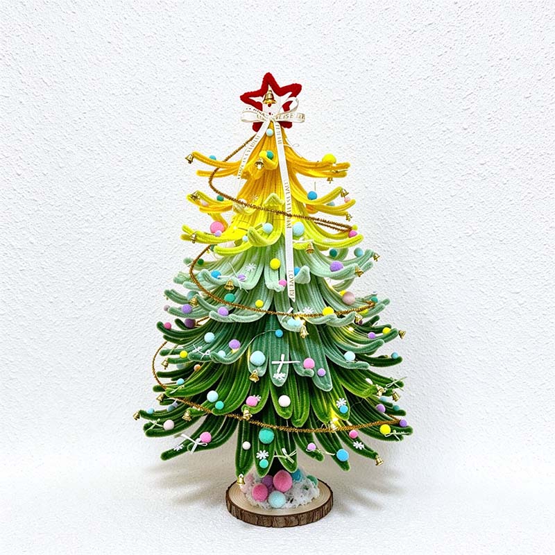 CouldNook Chenille Christmas Tree Kit - Curled Branches And Colorful Layers
