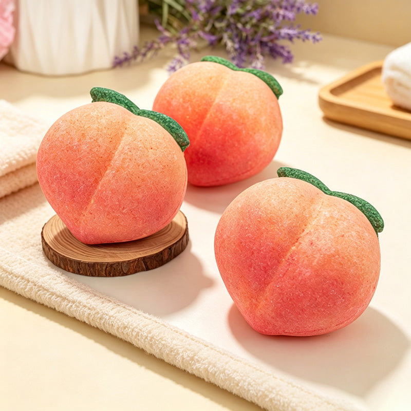 CouldNook Peach Bath Bomb - Rounded Fruit Shaped Soak