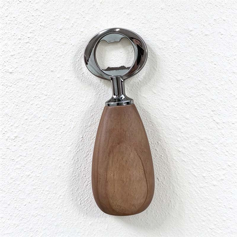CouldNook Walnut Handle Bottle Opener - Rounded Grip And Steel Head