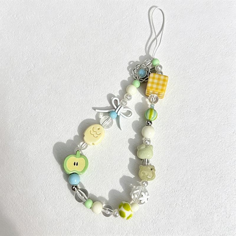 CouldNook Apple Fish Beaded Phone Charm - Loop Cord Attachment