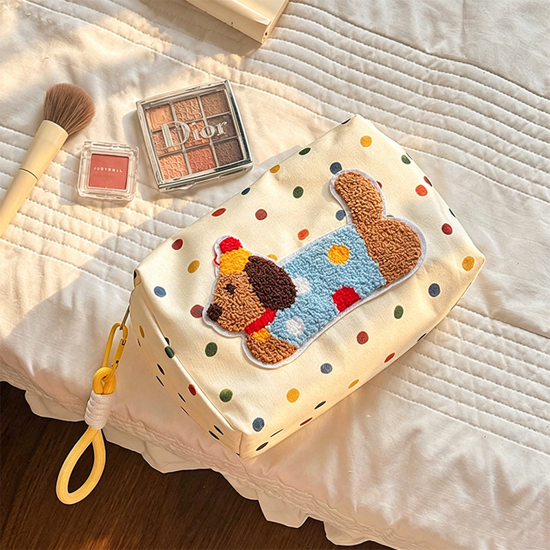 CouldNook Portable Travel Cosmetic Bag - Soft Canvas Toiletry Pouch