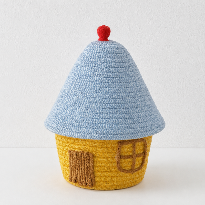 CouldNook House Shaped Cotton Rope Storage Basket - Roof Lid