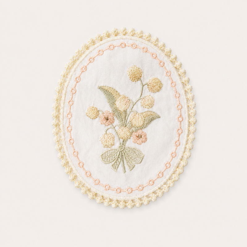 CouldNook Lily of the Valley Embroidered Lace Doily- Soft Dining Accent