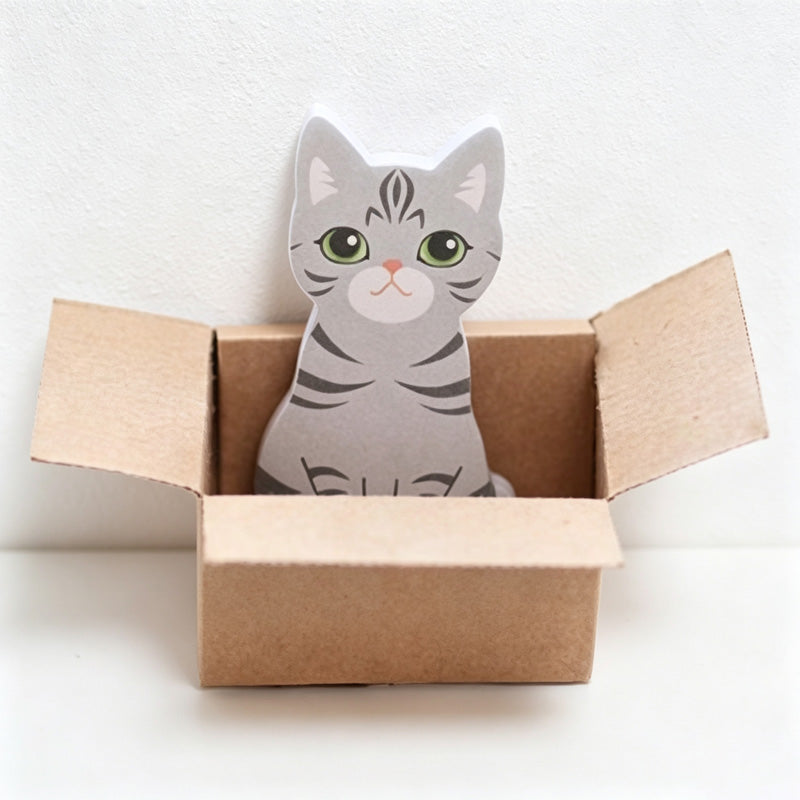 CouldNook Cat Sticky Notes - Shaped Paper Sheets and Miniature Carton Holder