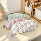 CouldNook Quilted Dotted Pencil Case - Curved Top And Star Pull