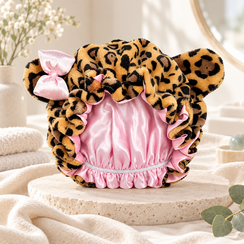 CouldNook Bear Ear Sleep Bonnet - Ruffled Bow Detail