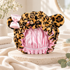 CouldNook Bear Ear Sleep Bonnet - Ruffled Bow Detail