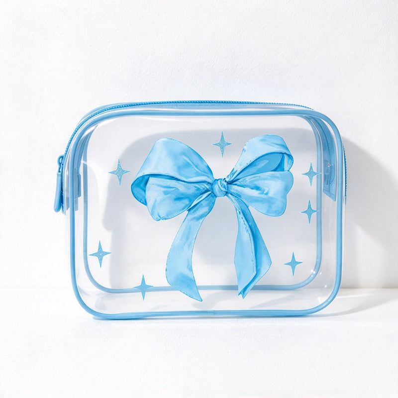 CouldNook Clear Bow Makeup Bag - Printed Ribbons And Matching Trim