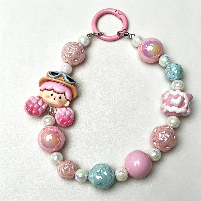 CouldNook Girl Figure Beaded Phone Charm - Loop Cord Attachment