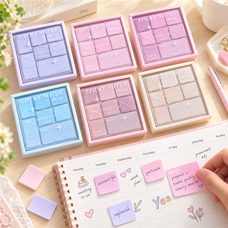Mini Sticky Note Set in Coordinated Pastel Colors