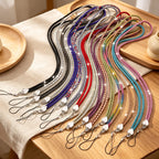 CouldNook Rhinestones Set Neck Phone Lanyard with Heart-Shaped Links