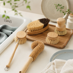 CouldNook Long Handle Dish Brush - Wood Grip and Bristle Choices