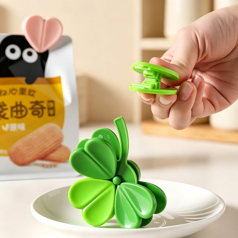 CouldNook Clover Bag Clip Set - Heart-Shaped Leaves and Magnetic Storage