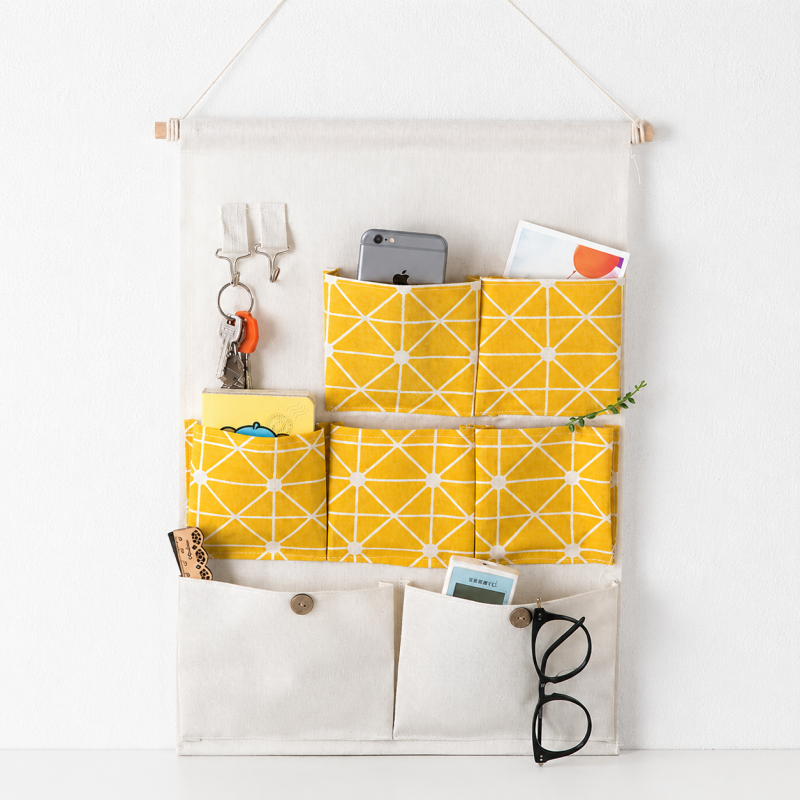 CouldNook Seven Pocket Wall Organizer - Geometric Fabric Panels