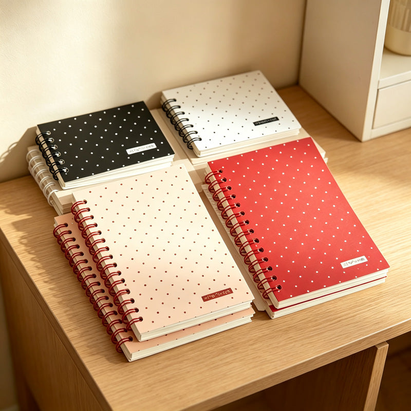 CouldNook Sticker Release Book - Contrasting Polka Dot Covers and Spiral Binding