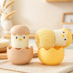CouldNook Chick Dish Scrubber - Eggshell Handle And Rounded Cleaning Ball
