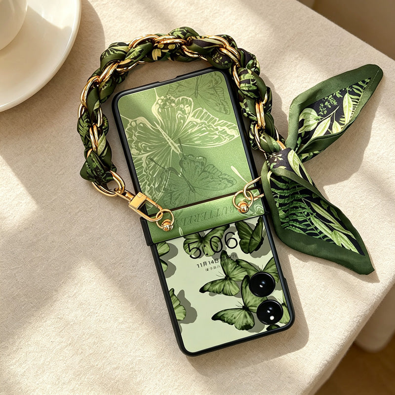 CouldNook Leaf Print Phone Wrist Strap - Braided Chain Loop