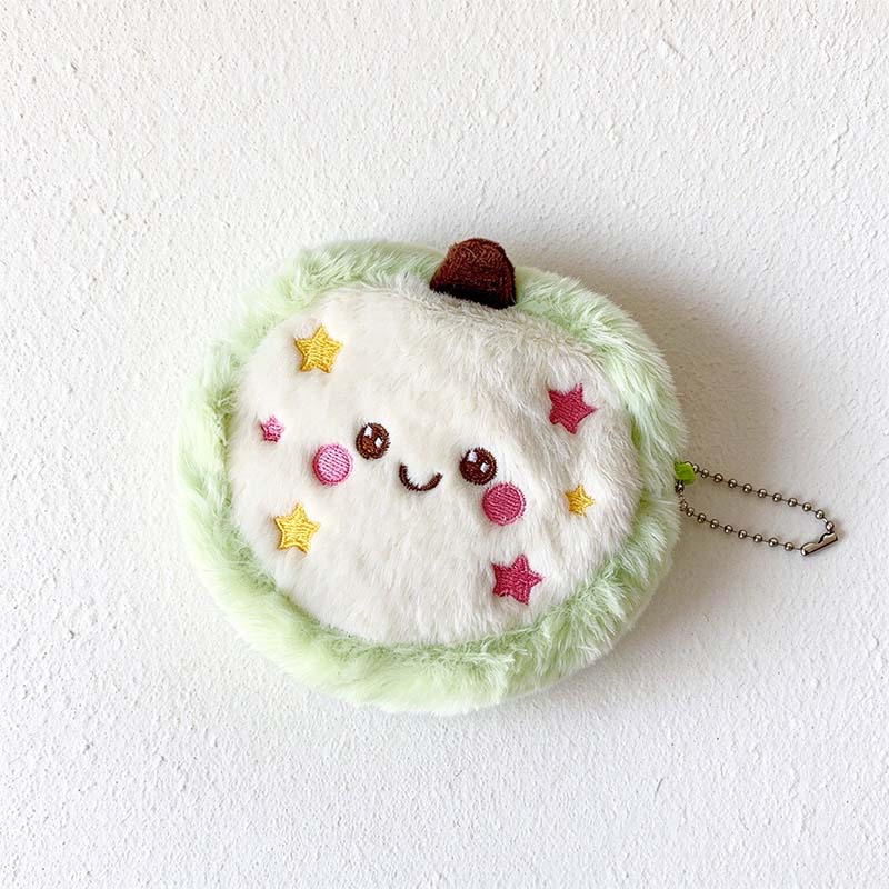 Apple Coin Pouch - Smiling Face and Embroidered Stars
