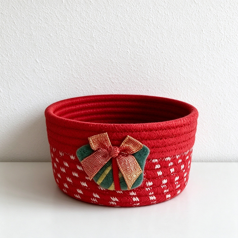 CouldNook Christmas Rope Storage Basket - Festive Patches