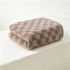 CouldNook Checkerboard Cotton Face Towel - Contrasting Jacquard Woven Squares