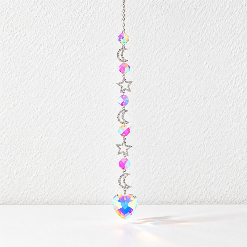 CouldNook Planet Suncatcher - Silver-Toned Celestial Symbols and Iridescent Hanging Drops
