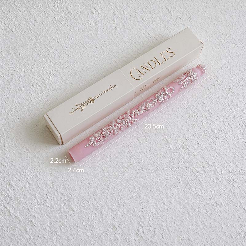 CouldNook Floral Relief Taper Candle - Raised Ornament