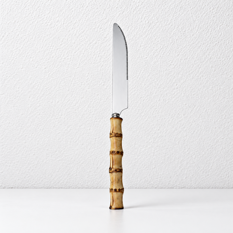 CouldNook Burnt Bamboo Handle Flatware - Stainless Steel Dining Collection