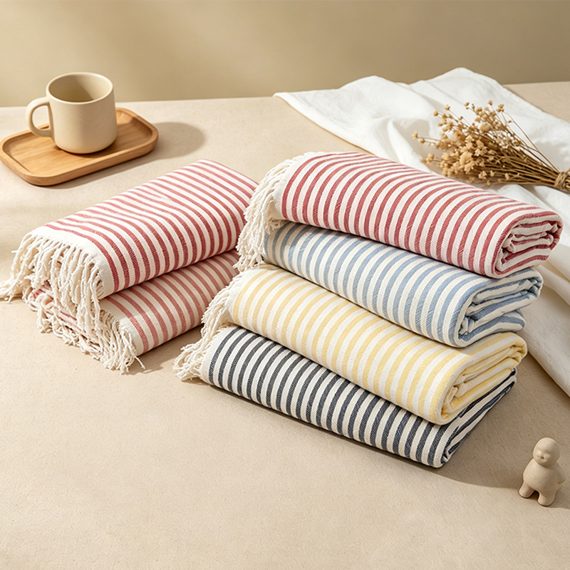 CouldNook Fine Stripe Bath Towel - Tasseled Everyday Wrap